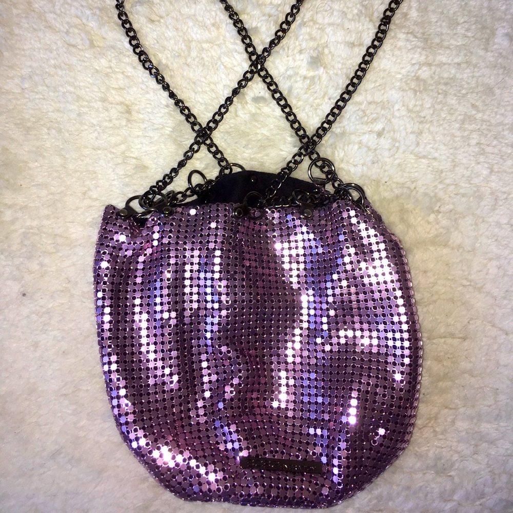 BCBGeneration Pink Metallic Pouch with Chain Strap